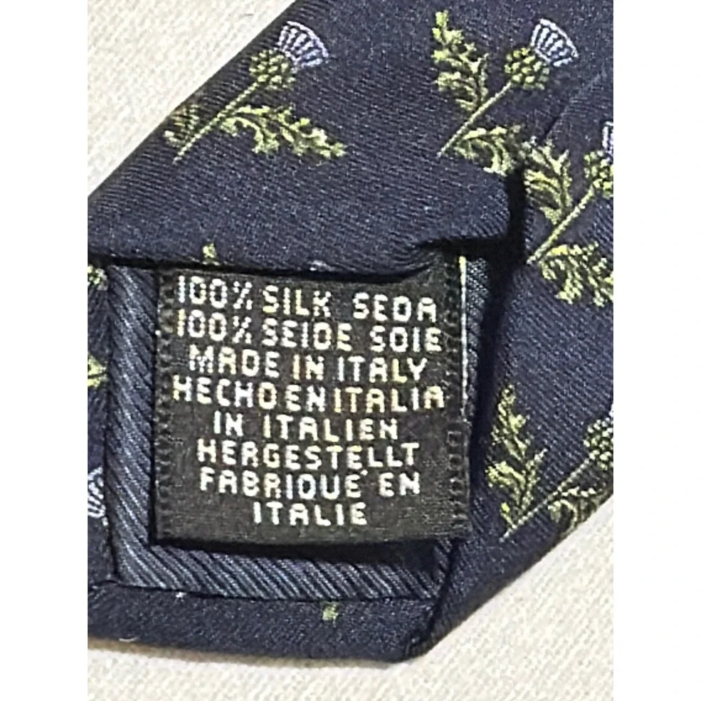 Beaufort The Rack Silk Tie Mens Navy Blue Purple Thistle Floral Made in Italy